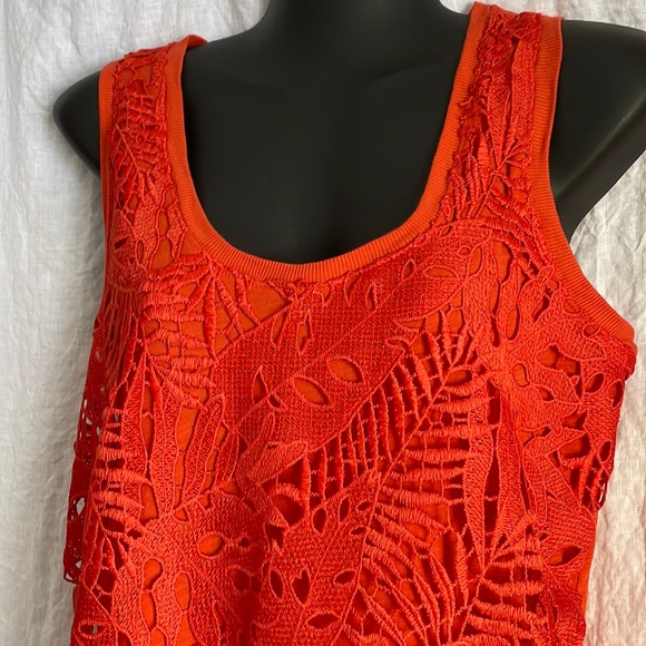 XS LOFT Blouse Orange Lace Tank Top ❤️ - Picture 1 of 7